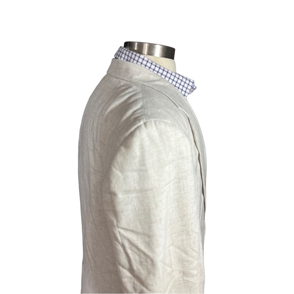 David Taylor Men Beige 100% Linen 2 Button Suit Jacket Sz 40R Sports Coat Pocket - Picture 7 of 14